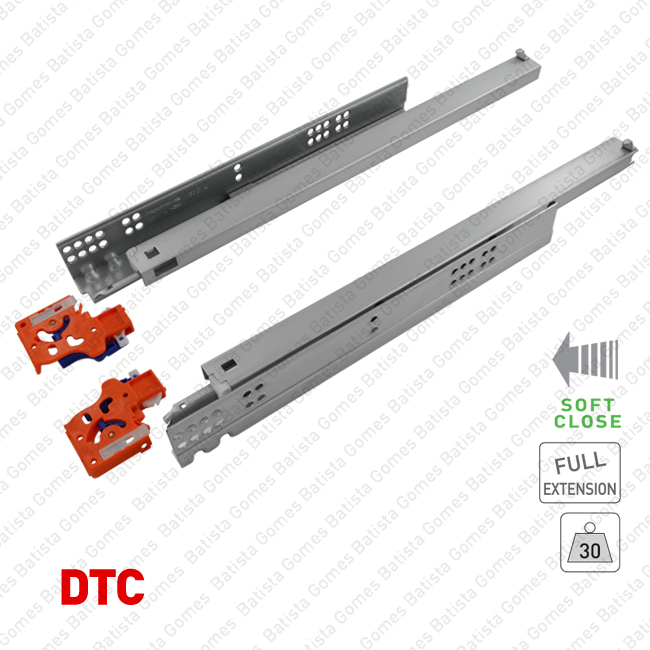 Corredi�as ocultas com Soft-Close para gavetas / Extra��o total / 30Kg